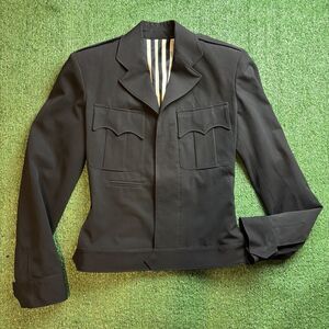 JEAN PAUL GAULTIER Femme BLACK Jacket White Striped Blazer Size US 4